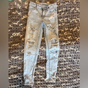 American Eagle Outfitters Ripped Light Blue Skinny Jeans
